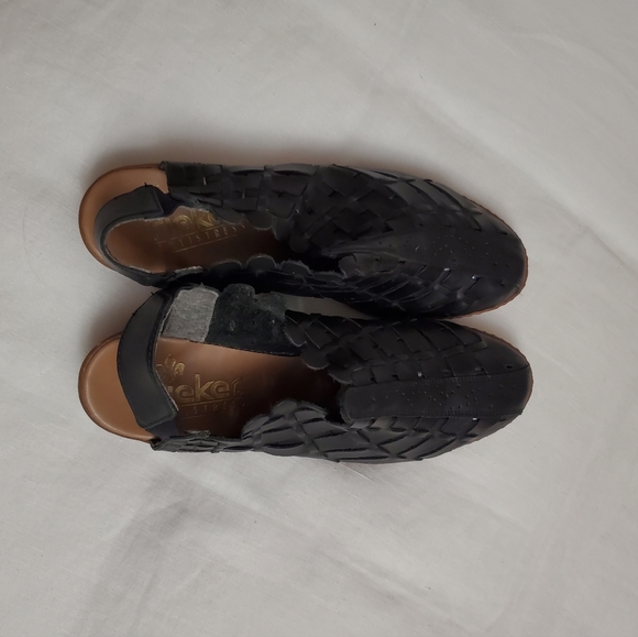 Rieker Sina Black Woven Leather Sandals Women's Size 42-10 Classic Boho Chic - Picture 14 of 15